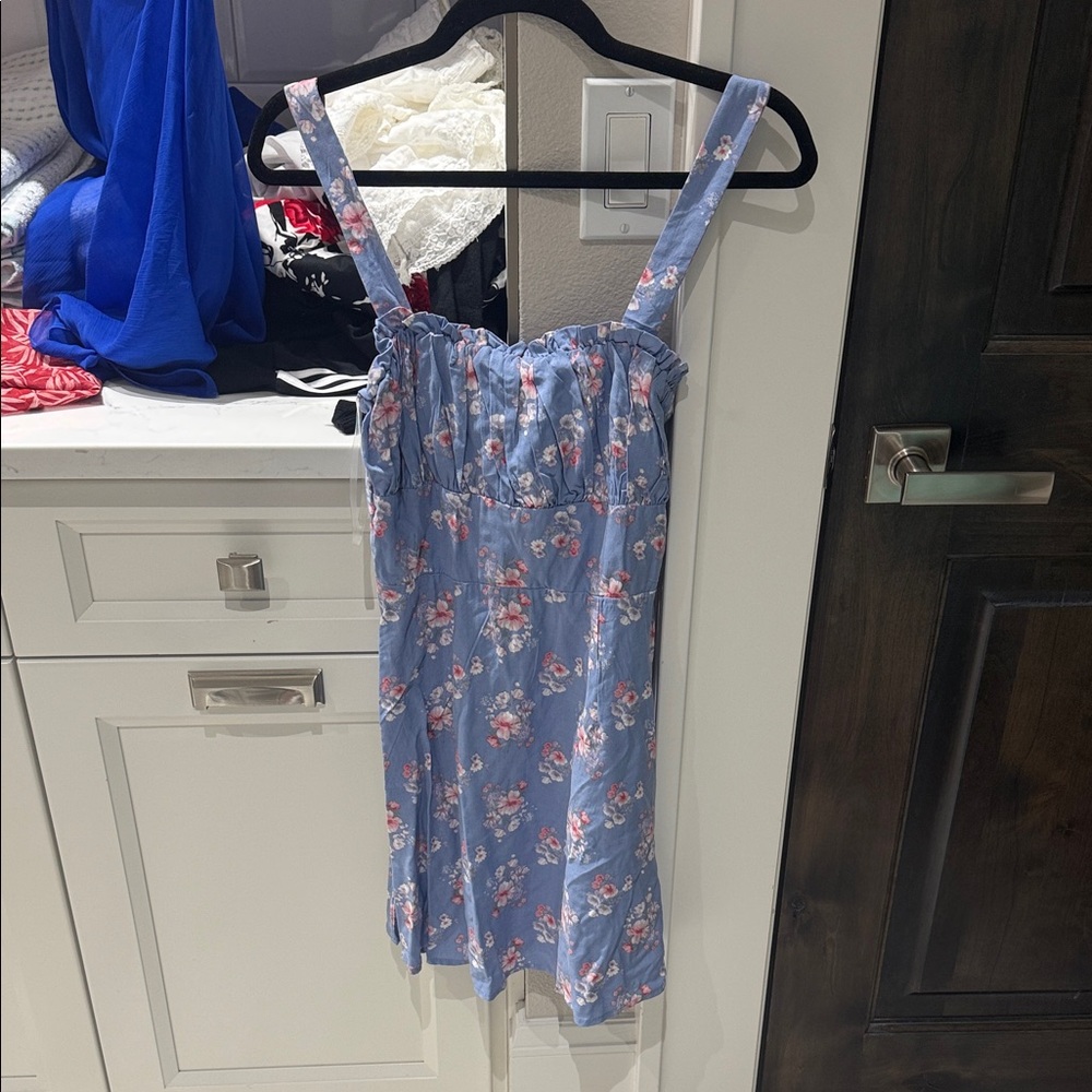 Trixxi Blue Floral Midi Dress(Ships from OR)